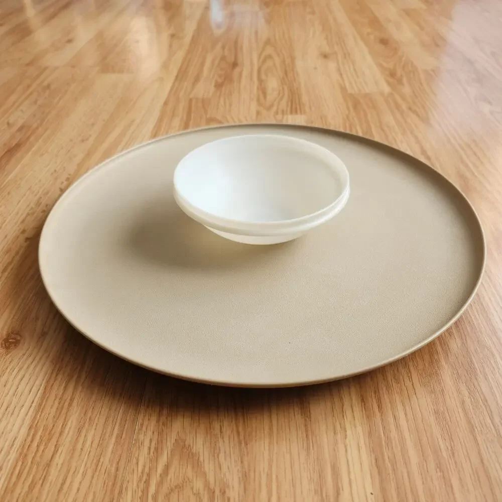 Vintage‎ Tupperware Dip N Serve 492-2 Beige Round Chip Veggie Tray Bowl Lid USA